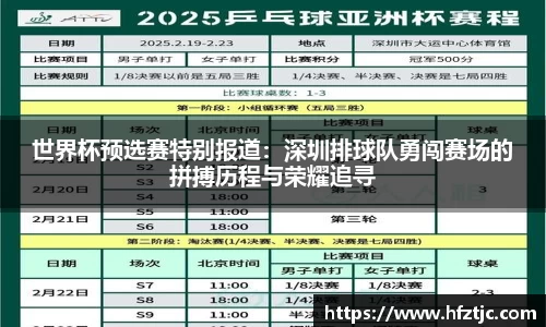 世界杯预选赛特别报道：深圳排球队勇闯赛场的拼搏历程与荣耀追寻
